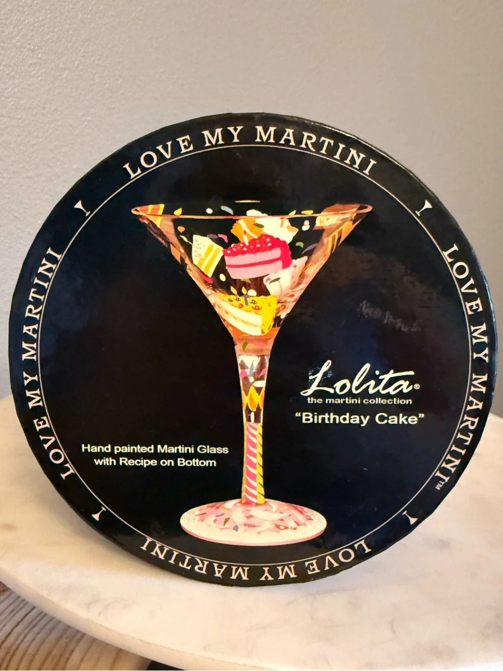 Vintage Lolita 'Birthday Cake' Hand-Painted Martini Glass